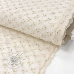Cotton fabric EMBROIDERY Rosemary off white