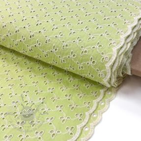 Cotton fabric EMBROIDERY Rosemary lime
