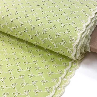 Cotton fabric EMBROIDERY Rosemary lime