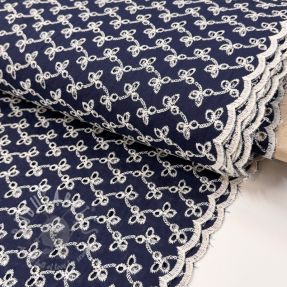 Cotton fabric EMBROIDERY Rosemary navy