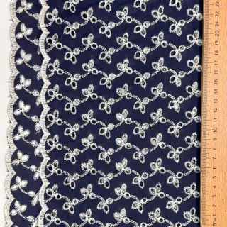 Cotton fabric EMBROIDERY Rosemary navy