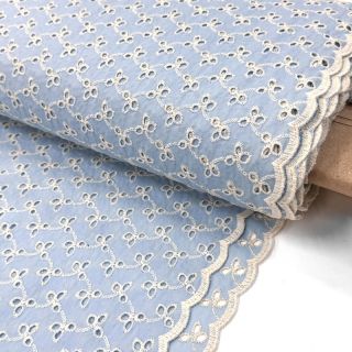 Cotton fabric EMBROIDERY Rosemary light blue