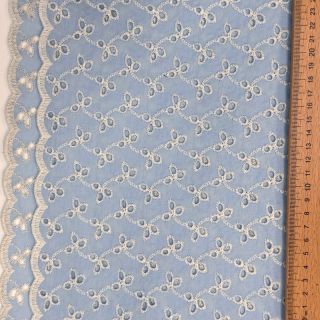 Cotton fabric EMBROIDERY Rosemary light blue