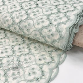 Cotton fabric EMBROIDERY Lilian mint