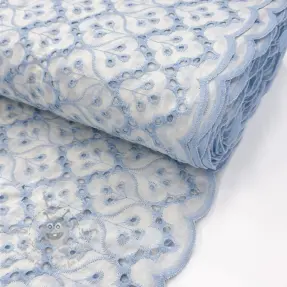 Cotton fabric EMBROIDERY Lilian blue