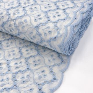 Cotton fabric EMBROIDERY Lilian blue