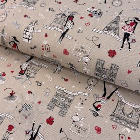 Decoration fabric Linenlook Cute Paris multico