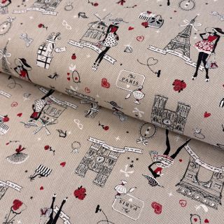 Decoration fabric Linenlook Cute Paris multico