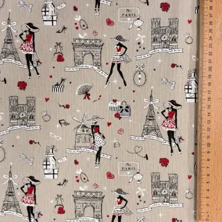 Decoration fabric Linenlook Cute Paris multico