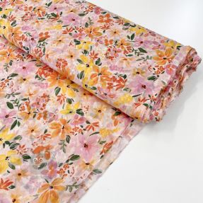 Viscose DOBBY Meadow flowers white digital print