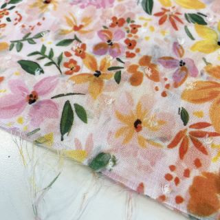Viscose DOBBY Meadow flowers white digital print