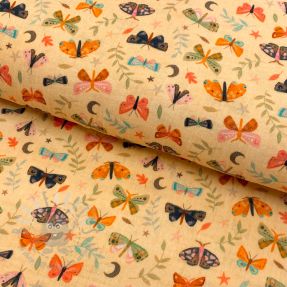 Double gauze/muslin Butterflies soft yellow digital print