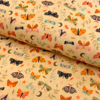 Double gauze/muslin Butterflies soft yellow digital print