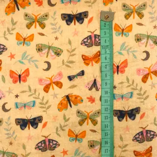 Double gauze/muslin Butterflies soft yellow digital print