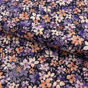 Cotton fabric Sketched meadow black digital print