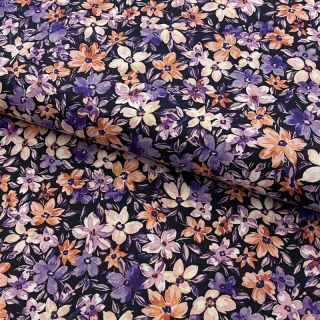 Cotton fabric Sketched meadow black digital print