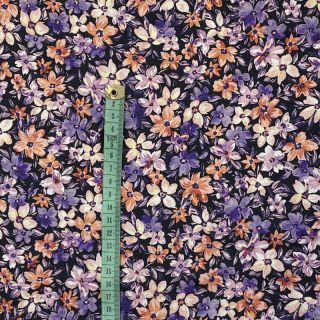 Cotton fabric Sketched meadow black digital print