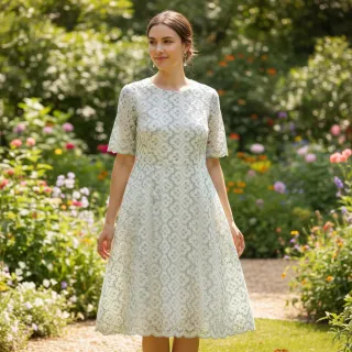 Cotton fabric EMBROIDERY Lilian mint