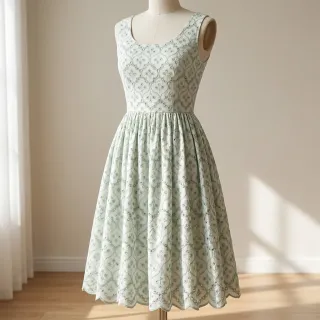 Cotton fabric EMBROIDERY Lilian mint