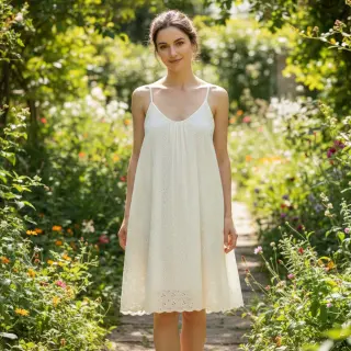 Cotton fabric EMBROIDERY Rosemary white