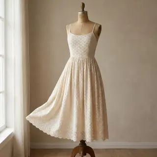 Cotton fabric EMBROIDERY Rosemary off white