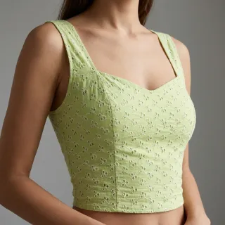 Cotton fabric EMBROIDERY Rosemary lime