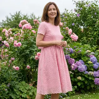 Cotton fabric EMBROIDERY Rosemary rose