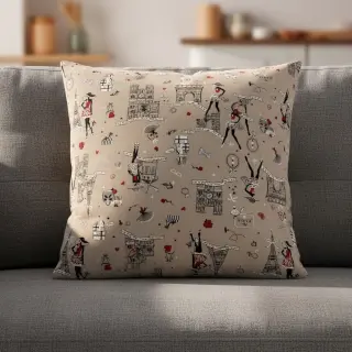 Decoration fabric Linenlook Cute Paris multico