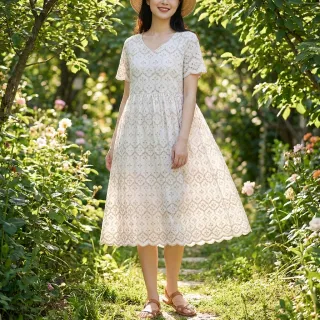 Cotton fabric EMBROIDERY Lilian natural