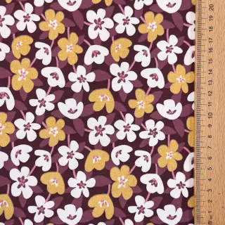 Jersey GLITTER Flowers wine red