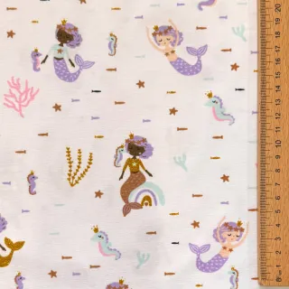 Jersey GLITTER Mermaids white digital print