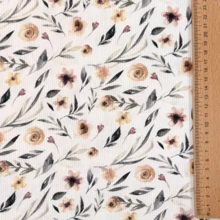 Jersey WAFFLE Flowers white digital print