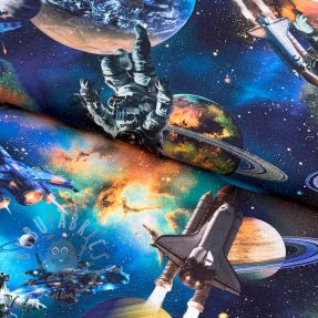Cotton fabric Space navy digital print