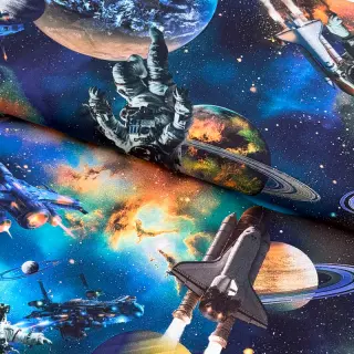 Cotton fabric Space navy digital print