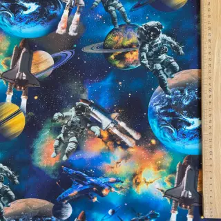 Cotton fabric Space navy digital print