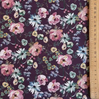 Cotton fabric Flowers Anabell dark purple digital print