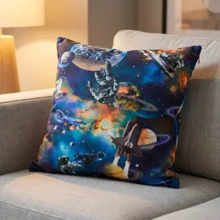 Cotton fabric Space navy digital print