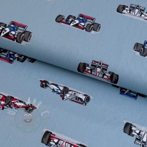 Cotton fabric Cars light blue