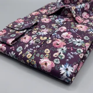 Cotton fabric Flowers Anabell dark purple digital print