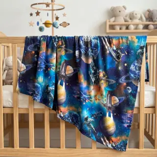 Cotton fabric Space navy digital print