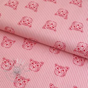 Cotton fabric Leopard portrait rose