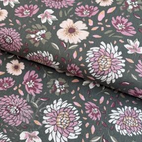 Linen viscose Flowers seaweed