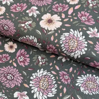 Linen viscose Flowers seaweed