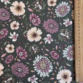 Linen viscose Flowers seaweed