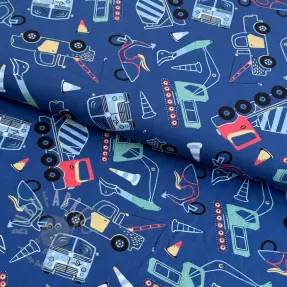 Cotton fabric Vehicles blue