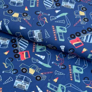 Cotton fabric Vehicles blue