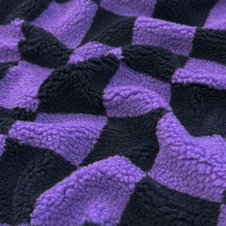 Coat fabric TEDDY JACQUARD Checks purple