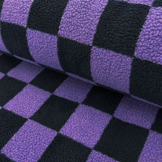 Coat fabric TEDDY JACQUARD Checks purple