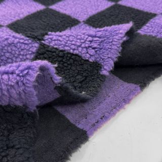 Coat fabric TEDDY JACQUARD Checks purple