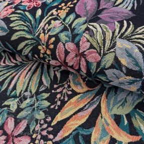 Decoration fabric GOBELIN Flowers black